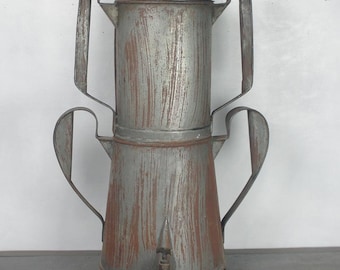 French antique huge canteen coffee maker 23'', refectory coffee maker with tap, Industrial decor