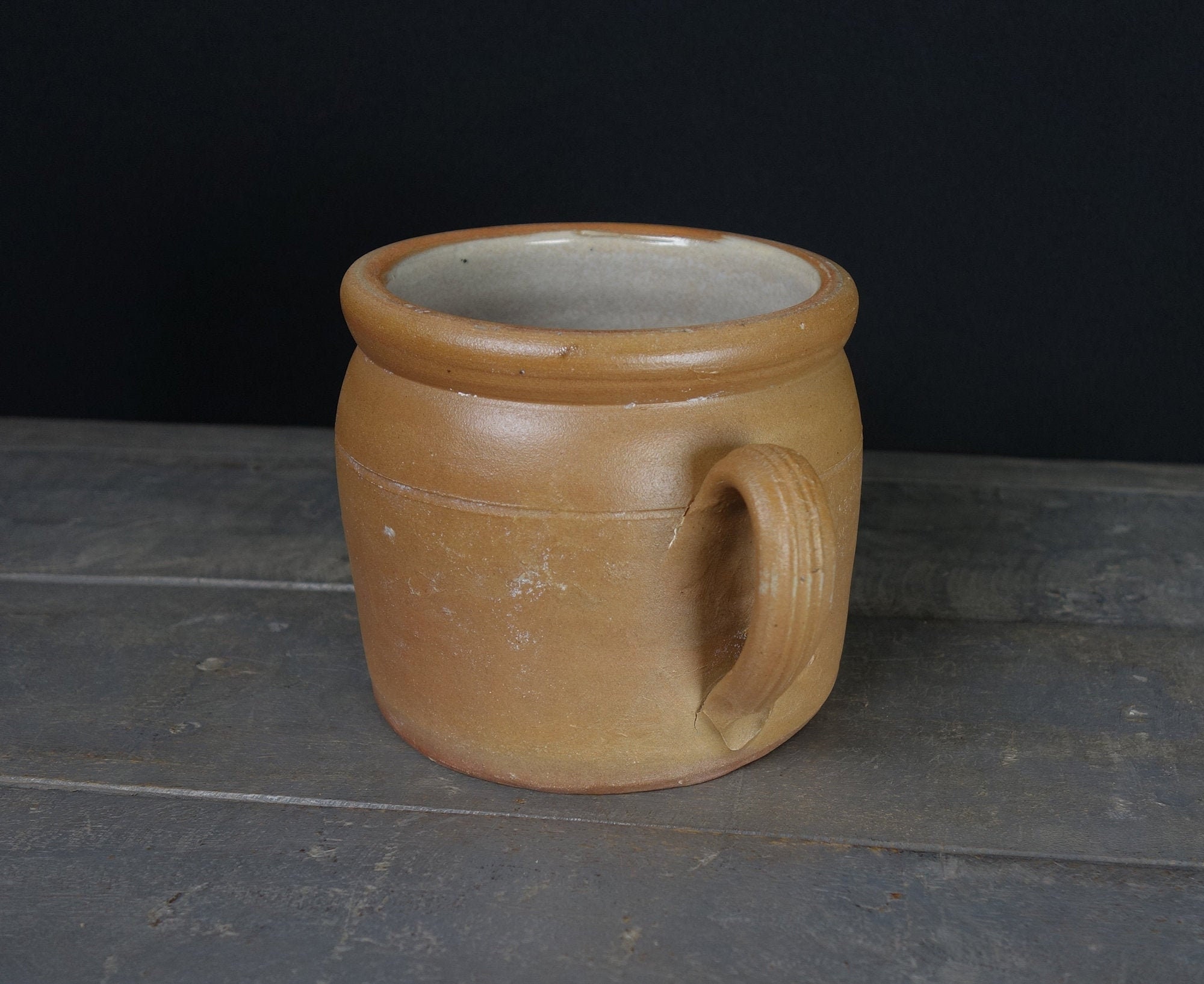 Vintage Français Grès, Pot Confit, à Graisse, Grès Émaillé, Rillette, Crock, Ferme, Rustique, Boho.