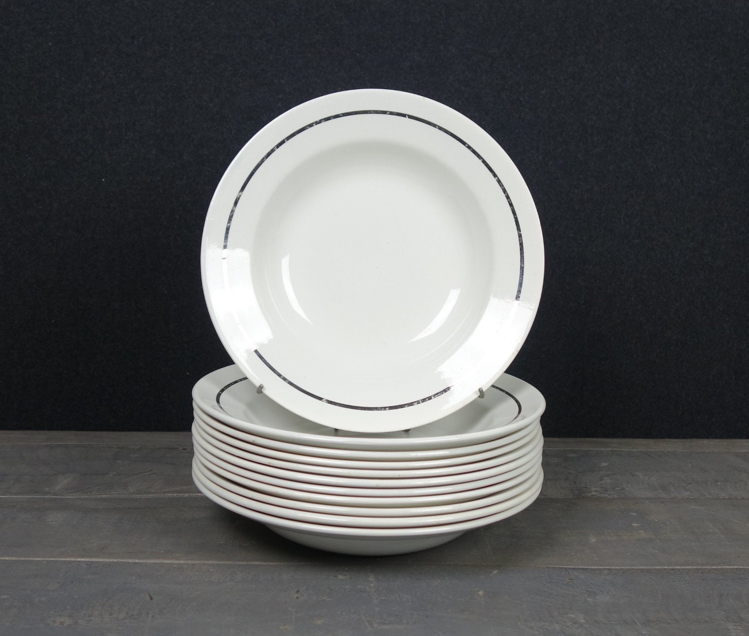 Antiquité Français Assiette Creuse, Faïence Blanche, Côte de Platine, Sarreguemines, Shabby Chic, Je