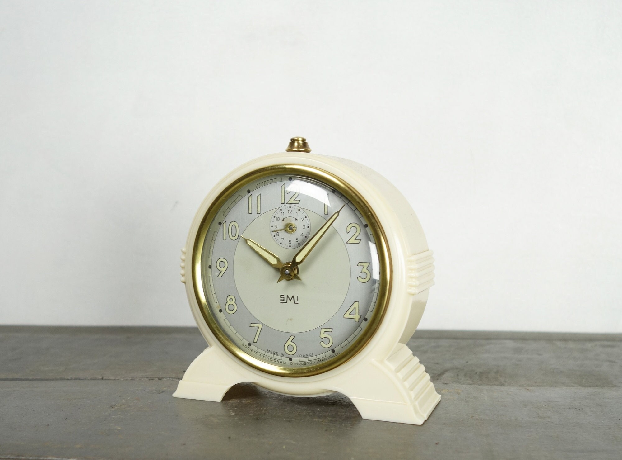 Français Horloge Vintage, Smi, Réveil, Vers 1950