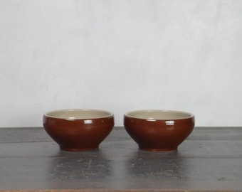 New Old Stock, Vintage French Stoneware small bowls, set of 2 ramekins, glazed stoneware, Poterie Renault, Rustic, Boho style, Farmhouse