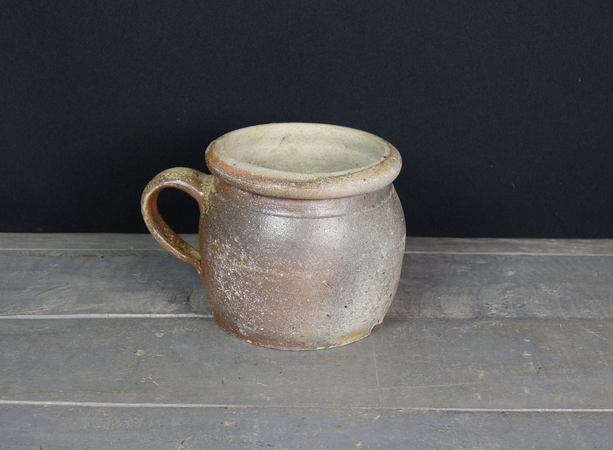 Vintage Français Grès, Pot Confit, à Graisse, de Rillette, Grès Émaillé, Ferme, Rustique, Boho