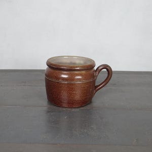 French antique rillettes pot, small size, glazed stoneware confit pot, Farmhouse, Rustic