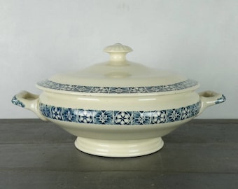 Sopera francesa vintage, sopera para verduras, de loza, "Longchamp", ca. 1930