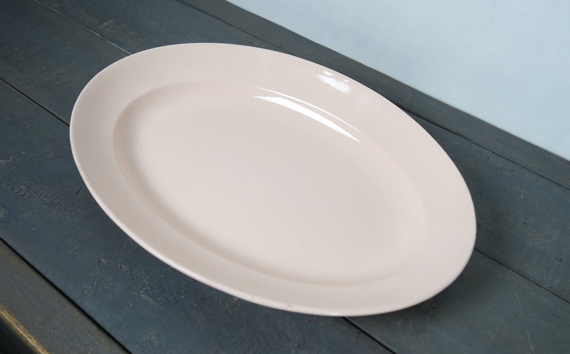 Français Plat Ovale Vintage, Couleur Rose Pâle, Profond, de Service, St Amand