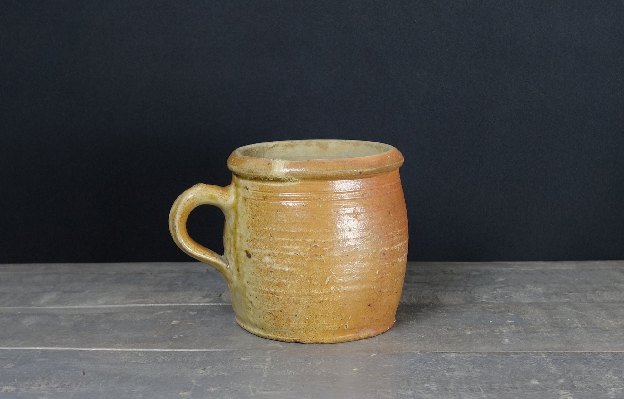 Vintage Français Grès, Pot Confit, à Graisse, Grès Émaillé, Rillette, Crock, Rustique, Ferme