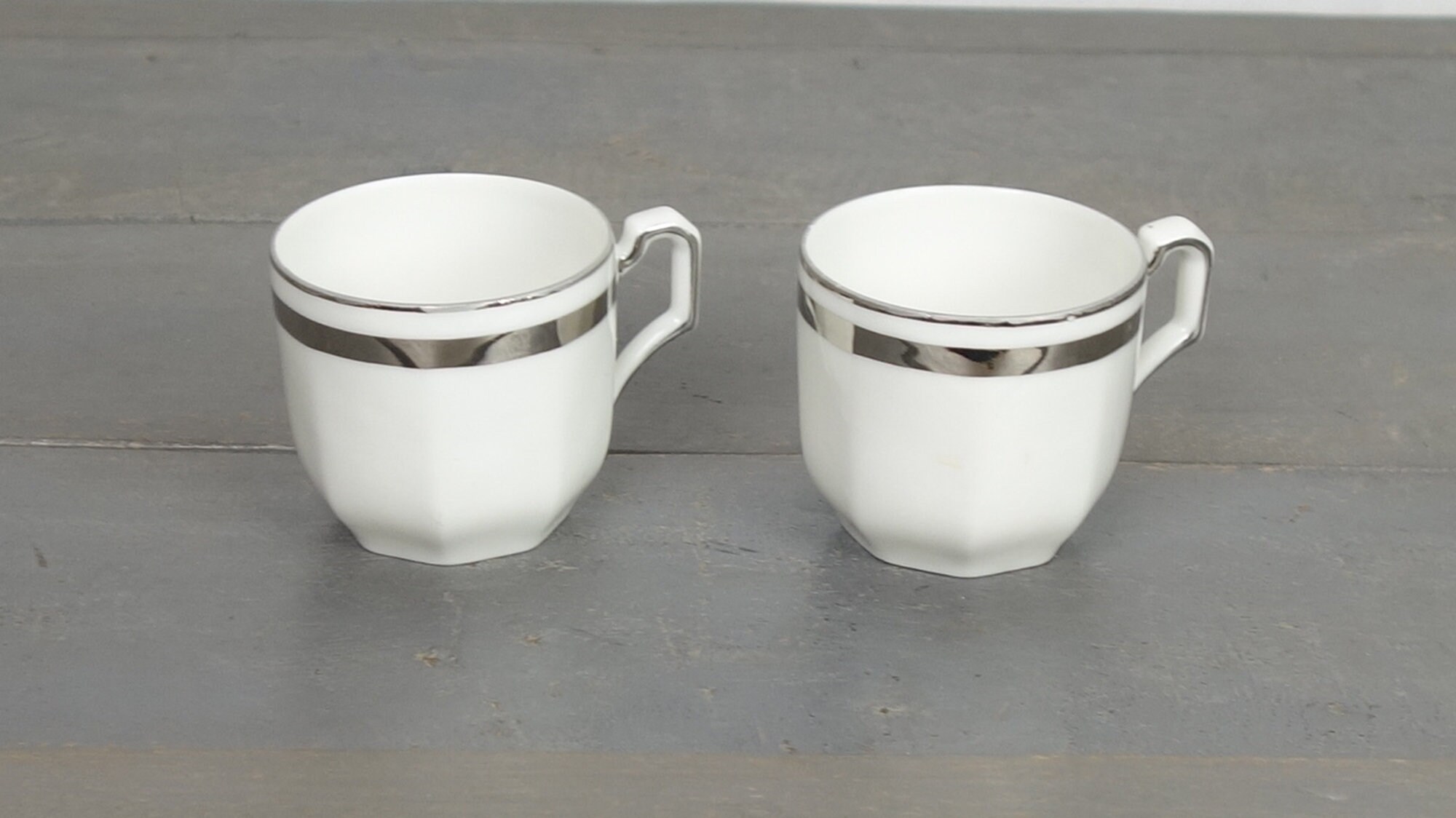 Porcelaine de Limoges, Français Ensemble Antique 2 Tasses à Café, Bernardaud, Art Déco, Vers 1930