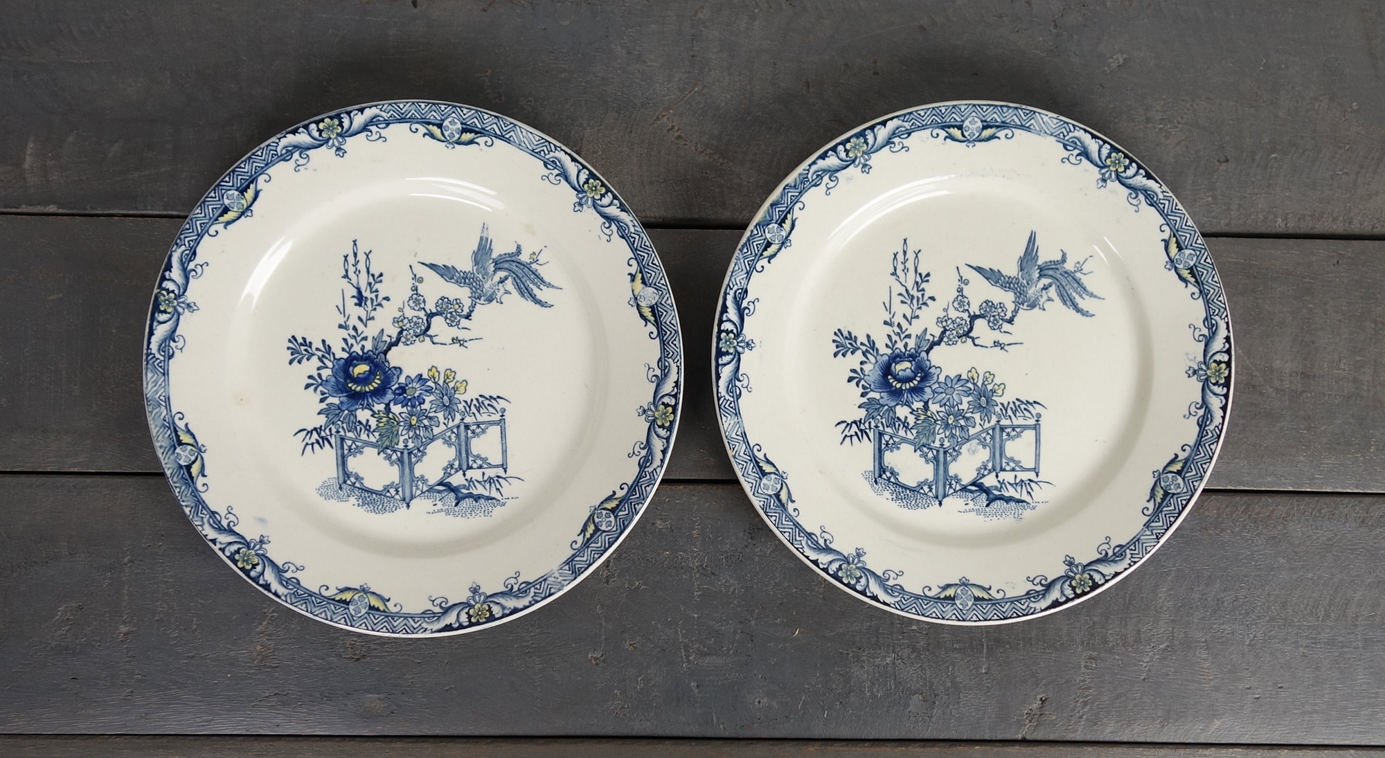 Set of 2 Kioto Plates, Terre De Fer, Creil Montereau, Collectible