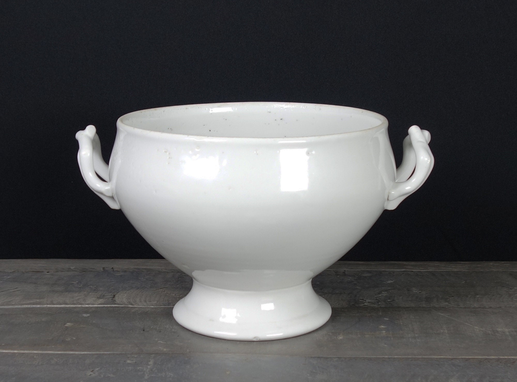 Grande Maison Français Tureen, Bol en Pierre de Fer Blanche, Shabby Chic, Primitive Farmhouse Countr