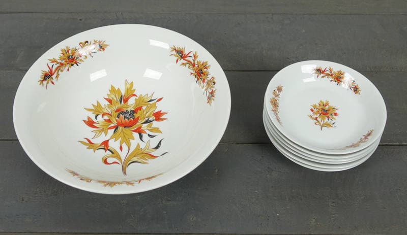 Français Porcelaine Vintage, Set Crème, Décoration Fleurs, Porcelaine, Chauvigny, Vers 1970