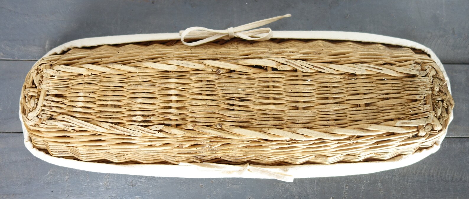 27 French Antique Bread Basket With Cloth Long Wicker Etsy