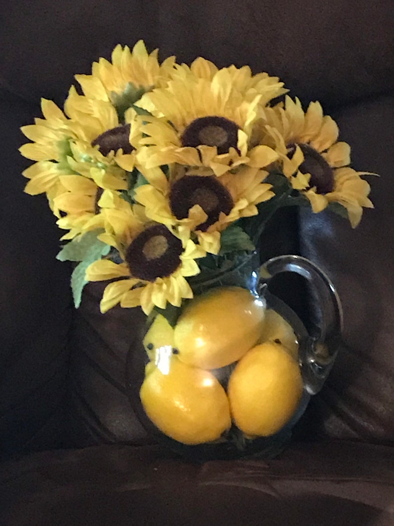 Lemons and Sunflowers Water Pitcher Centerpiece Etsy