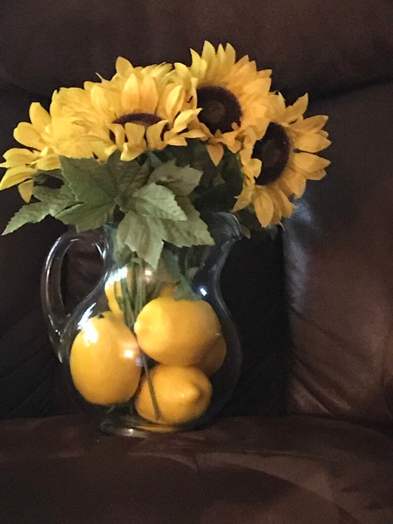 Lemons and Sunflowers Water Pitcher Centerpiece Etsy