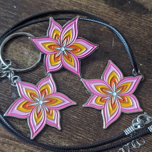 Lesbian Pride Lily Pin / Necklace / Keychain / Patch