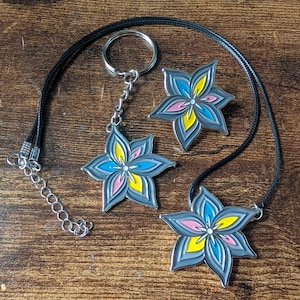 Demifluid Pride Lily Soft Enamel Pin / Necklace / Keychain / Patch