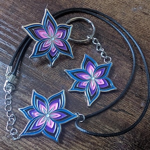 Genderfluid Pride Lily Pin / Necklace / Keychain / Patch