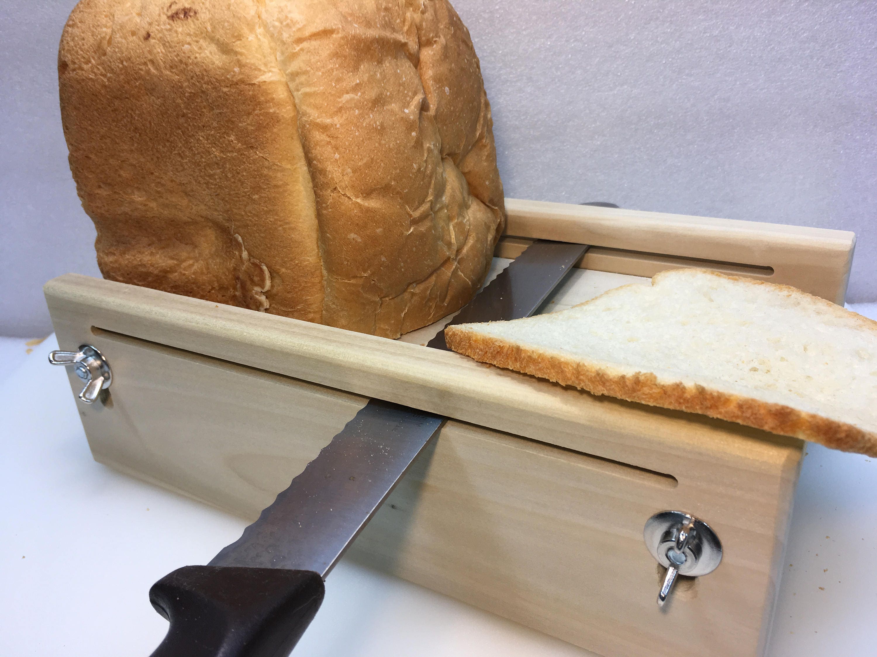 Horizontal Adjustable Bread Slicing Guide Made of Solid 3/4 Poplar Lumber