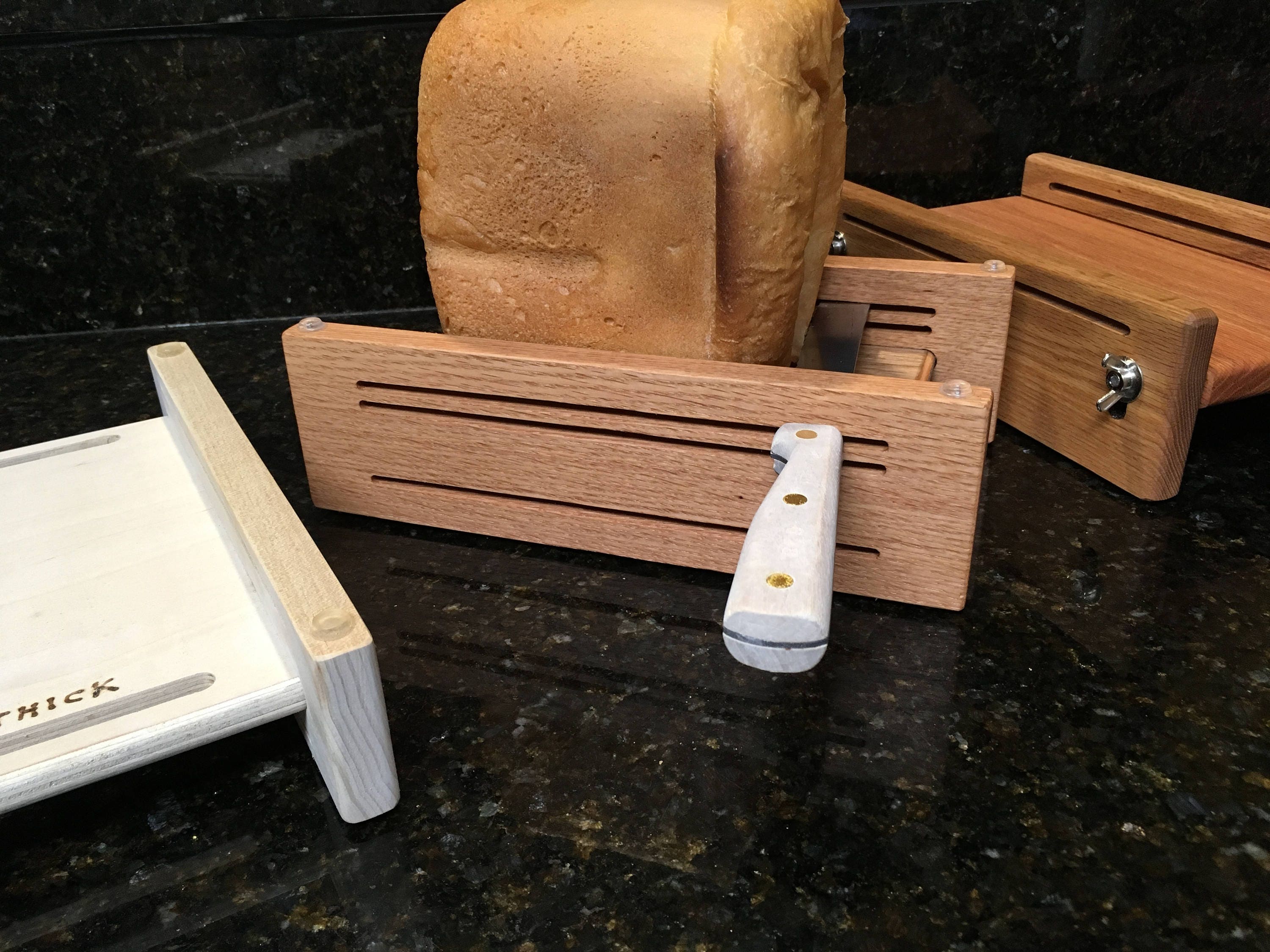 Horizontal Three Thickness Bread Slicing Guide Made Of Oak Lumber with