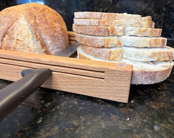 Handcrafted Oak Bread Slicing Guide: New Style 3 Slice Thicknesses Using Horizontal Slicing