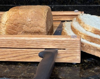 Bread Slicing Guide Horizontal THREE CUT Slice Thickness 3/8, 1/2, 3/4-inch Loaves Up To 7-inch Wide Handcrafted by Mystery Lathe in Georgia