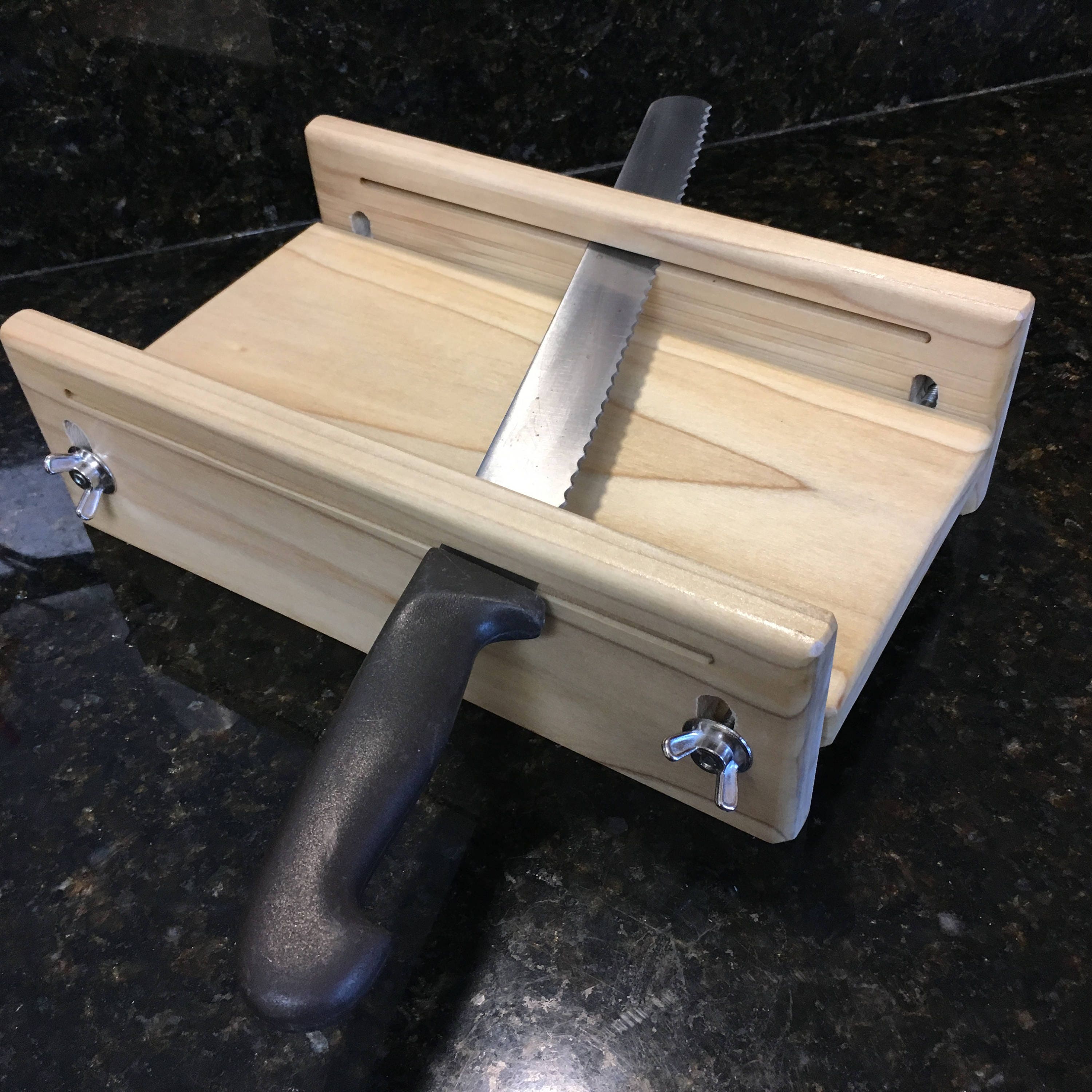 Horizontal Adjustable Bread Slicing Guide Made of Solid 3/4 Poplar Lumber (No Finish) Includes