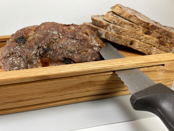 GOOHOCHY Wood Bagel Slicer Holder And Cutter Anti Slip Bread
