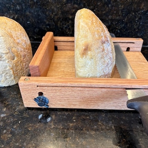 Handcrafted Oak Bread Slicing Guide: Infinitely Adjustable Thicknesses & Free Backstop