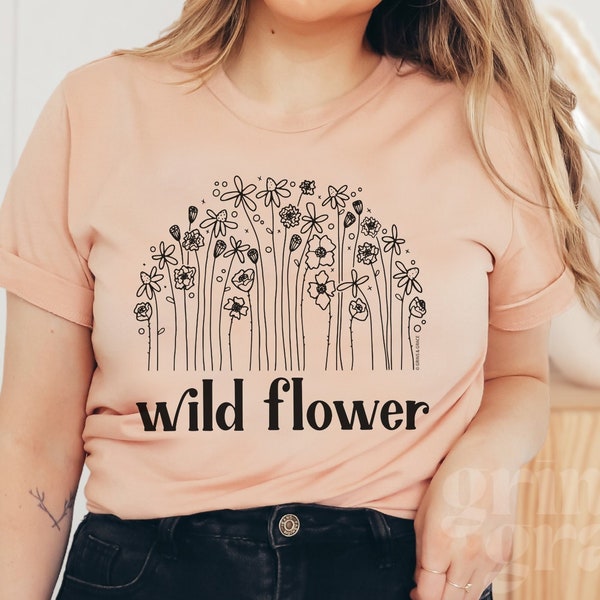 Wildflower Cottagecore Shirt Nature Lover Gift, Boho Wild Flower Womens Fitted T-Shirt, Vintage Floral Shirt, Wild Flower Pattern Shirt