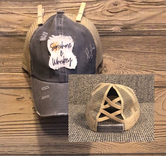Criss Cross Ponytail Hat Gray 