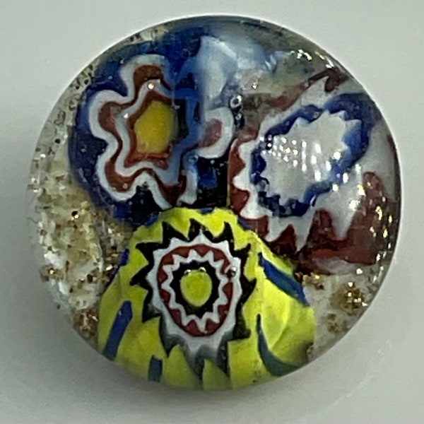 Unique Millefiori Glass Paperweight Small Vintage Button Colorful Triad