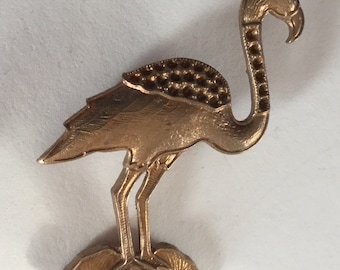 Large Metal Realistic Shape Flamingo Wading Bird Vintage Sewing Button