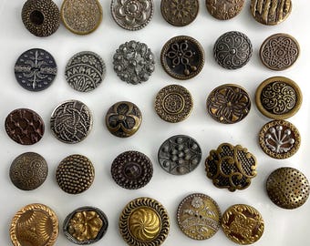 Lot 24 Unusual Antique Colorful China Buttons Small Medium Old Metal ...