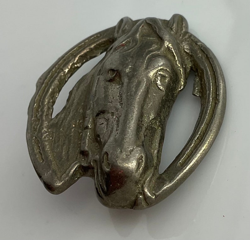 Horse Horseshoe Large Metal Vintage Picture Button Animal - Etsy