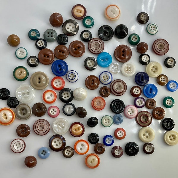 Lot 87 Antique China Colorful Old Buttons Variety Ringers Mounds Solid Body