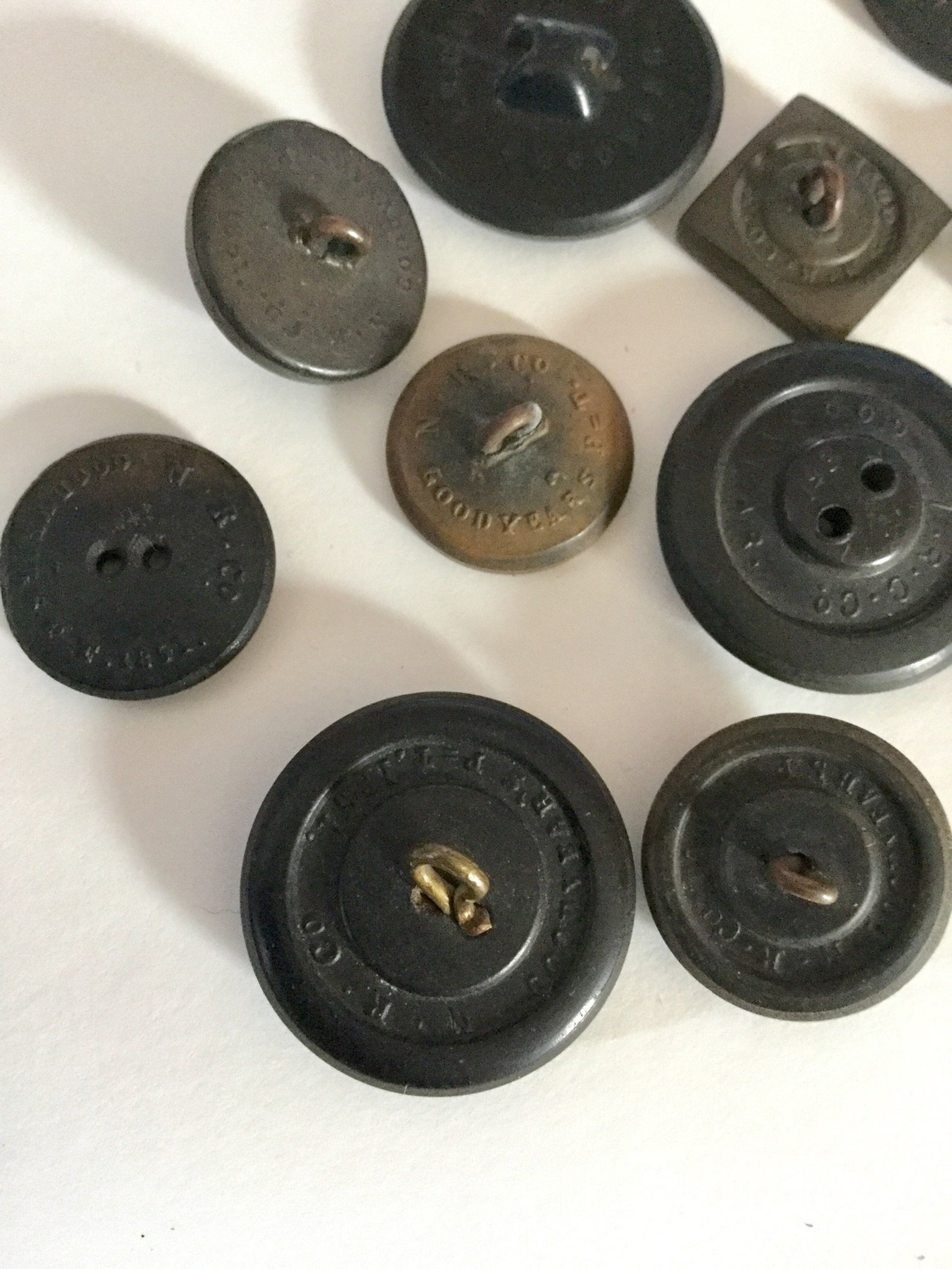 Lot 15 Antique Goodyear Hard Rubber Buttons Backmarks Brown Etsy