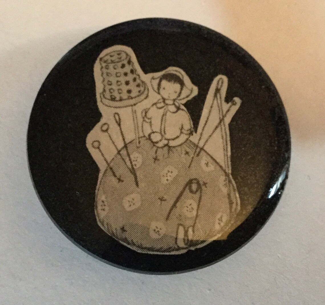 Sewing Pins Needles Thimble Pincushion Doll Studio Button Etsy