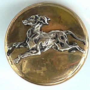 Running Dog Hunt Antique Sporting Antique Victorian Picture Button Metal Medium Old Pictorial Backmark
