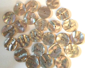 Bulk Lot Set 25 Antique Mother of Pearl Medium Buttons Old Iridescent