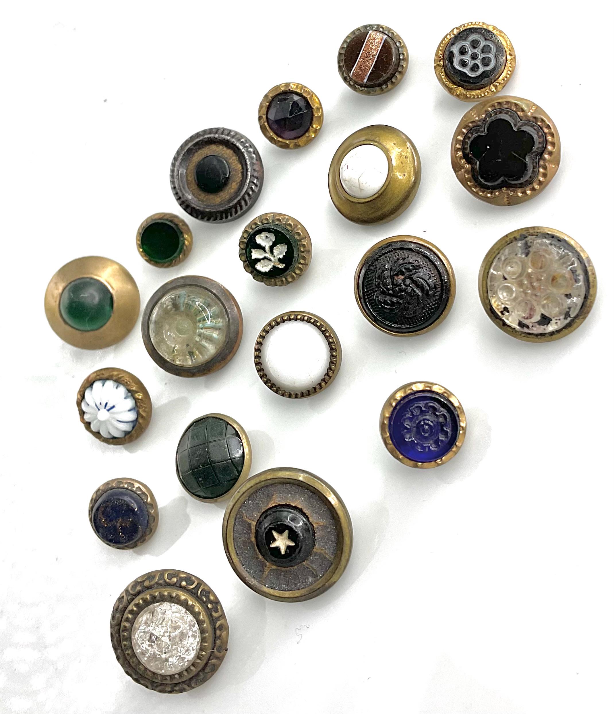 Lot 19 Antique Waistcoat Jewel Buttons Glass Mounted in