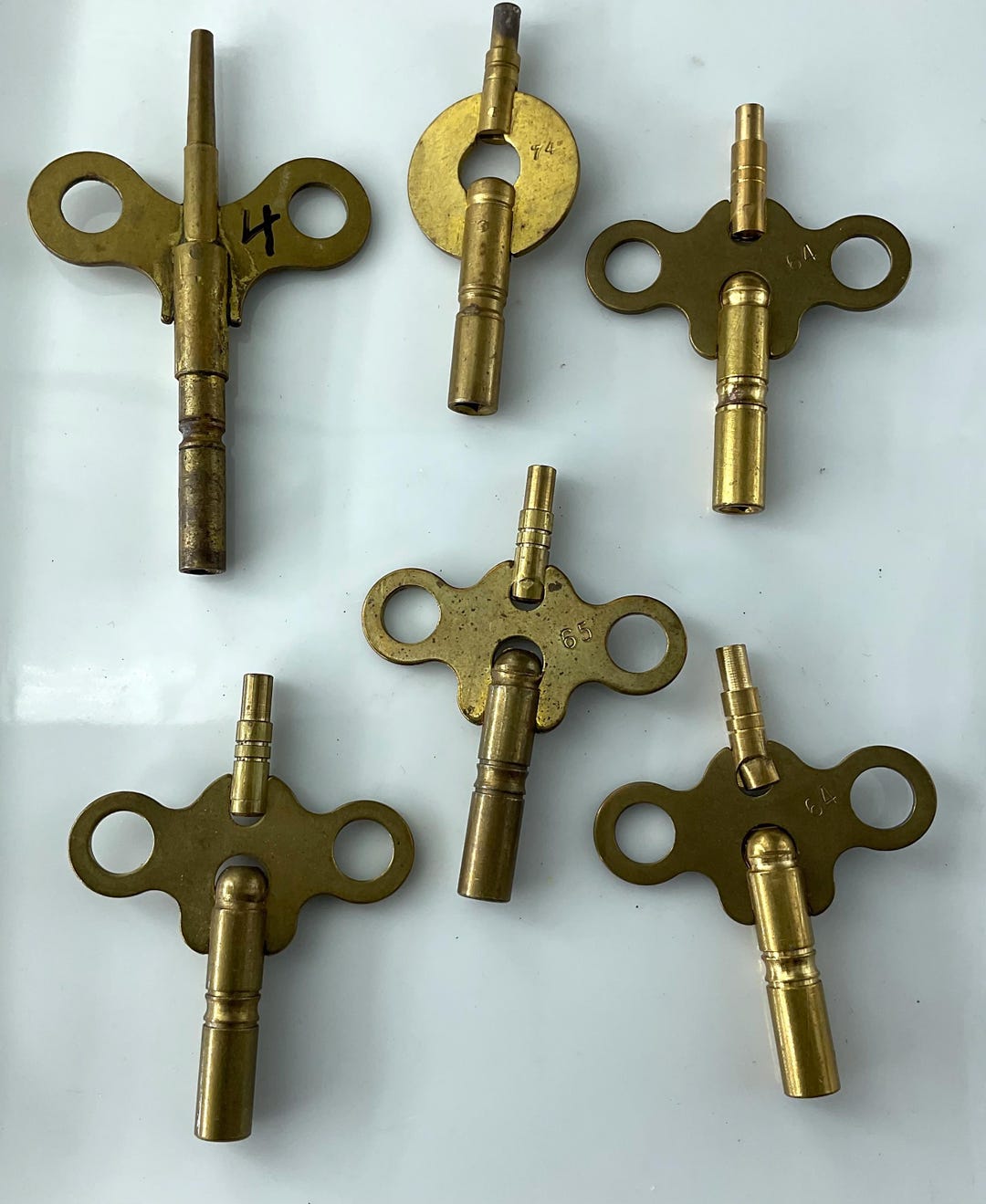 Bulk Lot 6 Old Original Wind up Clock Square Barrel Keys Double Sided ...