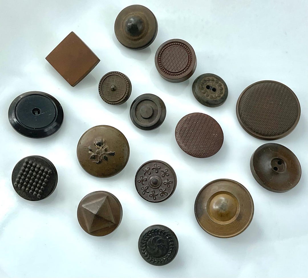 Lot 16 Antique Goodyear Hard Rubber Buttons Backmarks Brown Variety ...