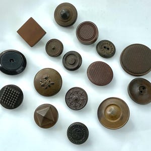 Lot 16 Antique Goodyear Hard Rubber Buttons Backmarks Brown Variety Back Mark