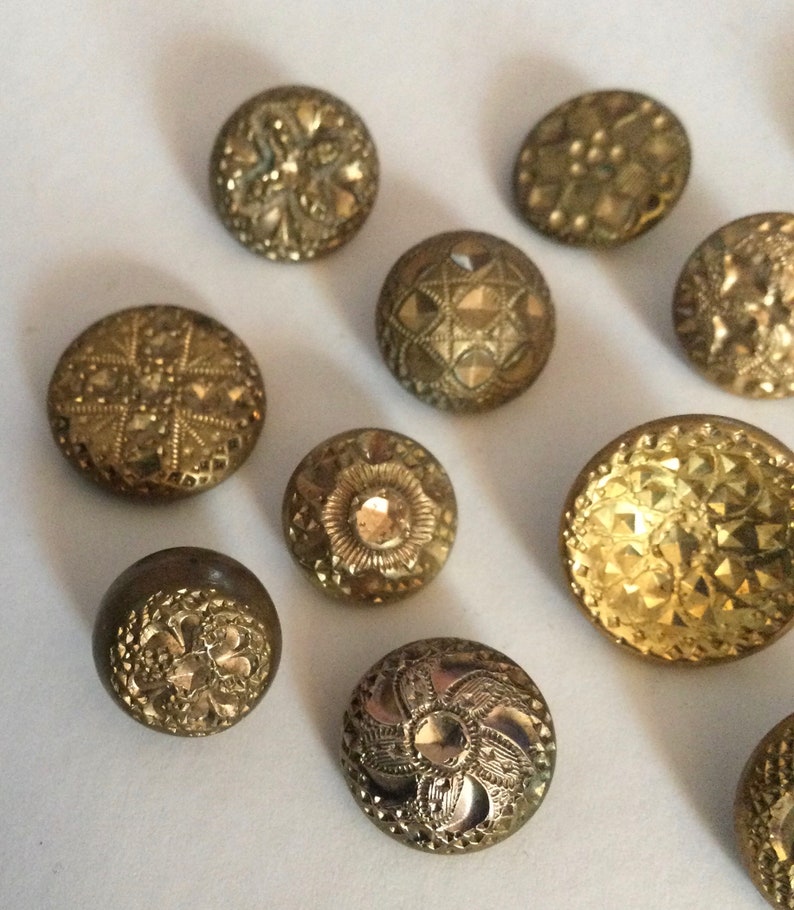 Lot of 14 Antique Gilt Golden Age Buttons Old Variety Etsy