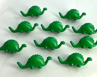 Set 10 Big Green Dinosaur Novelty Plastic Buttons Vintage Realistic Shape Animal