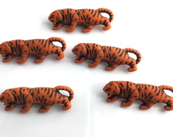 Set 5 Tiger Wildcat Cat Novelty Buttons Large Realistic Shape