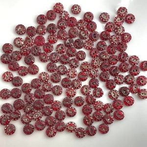 Set Lot 129 Tiny Vintage Ruby Red Glass Stars Buttons for Doll Clothes Star Very Small Silver Luster