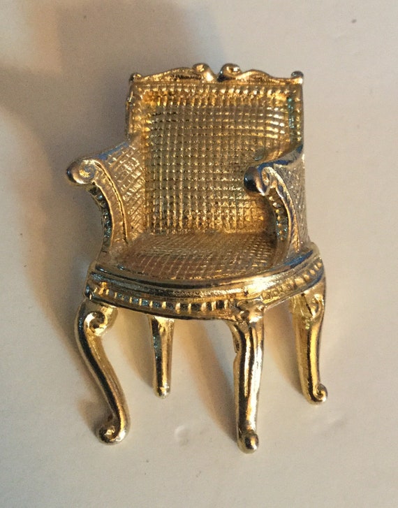 Large Realistic Shape Metal Parlor Chair Vintage Button Brass Etsy