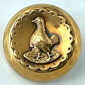 Game Bird Antique Sporting Hunt Picture Button Backmark Old