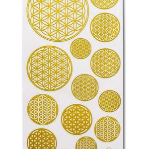 Fiore della vita, 15 adesivi (1 foglio), trasparente, colore oro