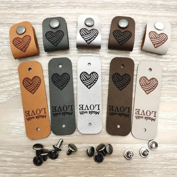Handmade Heart Faux Suede Tag: Knitting Crochet Accessories (5 pcs)